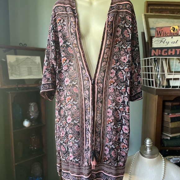 XHILARATION DUSTER JACKET SHEER WITH LOVELY DESIGN SIZE SMALL - Picture 2 of 8
